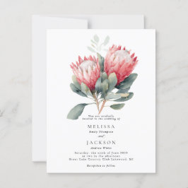 Protea Blush Watercolor Flowers Wedding Vykort