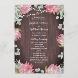 Protea Eucalyptus Ljus Wood Rustic Bröllop Program