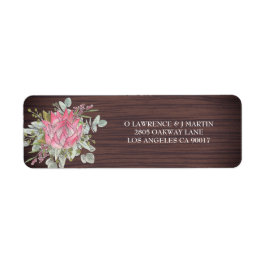 Protea Eucalyptus Wood Rustic Bröllop Adress Returadress Etikett