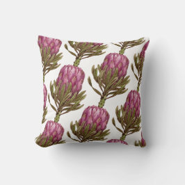 Protea Flower Plant Mönster Dekorativ kudde
