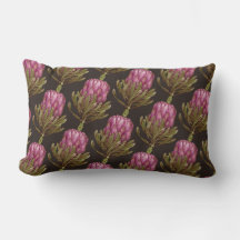 Protea Flower Plant Mönster Lumbar Pillow