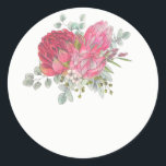 Protea Flower Wedding Favor Stickers Runt Klistermärke<br><div class="desc">De här bröllopsklistermärkena har en vattenfärgsproteindesign. De här klistermärkena kan användas för bröllopsfavoriter. Använda det tomma utrymmet för skriva av gästens namn. Dessa vattenfärgsmärken ingår i Protea Flower Bröllop Collection, som omfattar ett fullt av passande bröllop-kontorsmaterial, t.ex. bröllopsinbjudningar, informationskort, adressetiketter, klistermärken, porto frimärke, kuvert, favoritboxar, önskekort, program, menyer, möhippor och...</div>