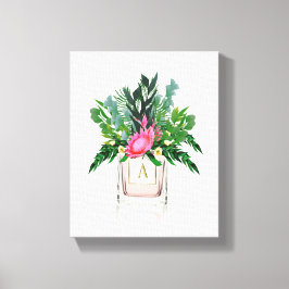 Protea Flowers Elegant Monogram Parfym Flaska Canvastryck