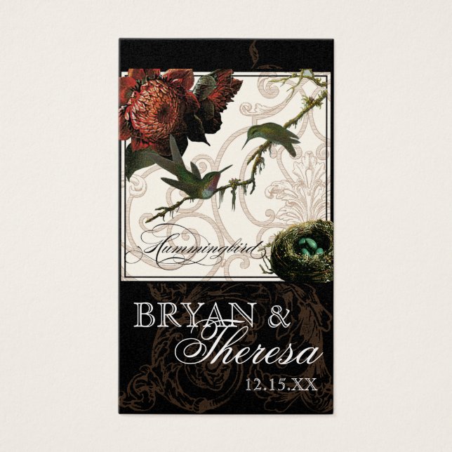 Protea Hummingbird Black Cream - Favor Gift-Märkre Visitkort (Framsidan)