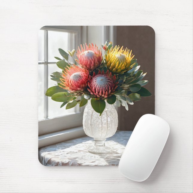 Protea Pincushion Bouquet på Snöre Musmatta (Med mus)