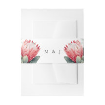 Protea Rosa Watercolor Blommor Bröllop