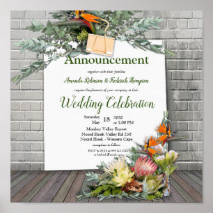 Protea - Strelitzia Flower Announcement Poster