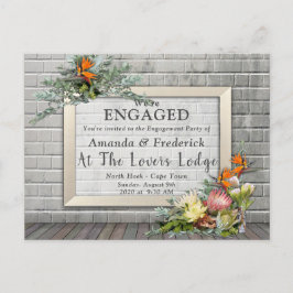 Protea - Strelitzia Flower Arrangemang Förlovning Inbjudan Vykort