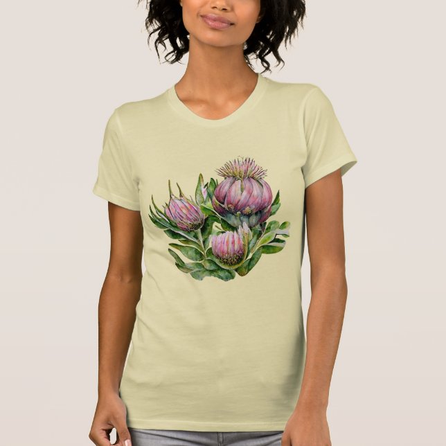 Proteblommor för rosa och Grönt T Shirt (Framsida)