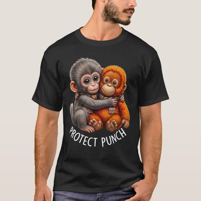 Protect Baby Monkey Punch Monkey Cute Monkey T Shirt (Framsida)
