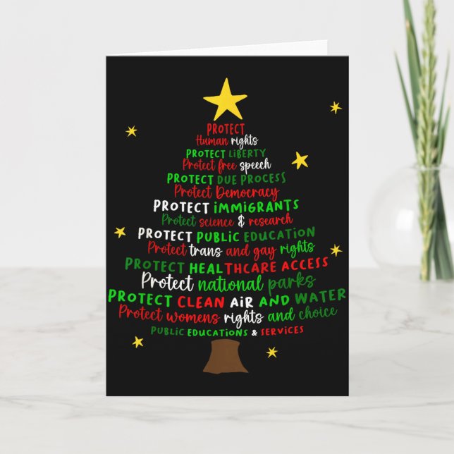 Protect Democracy Christmas Tree Feminist Social J Kort (Framsida)