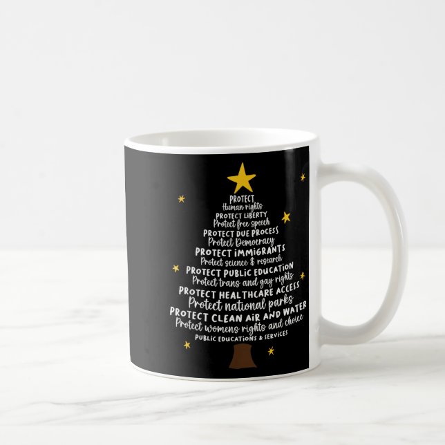 Protect Democracy Christmas Tree Subtle Anti Trump Kaffemugg (Höger)