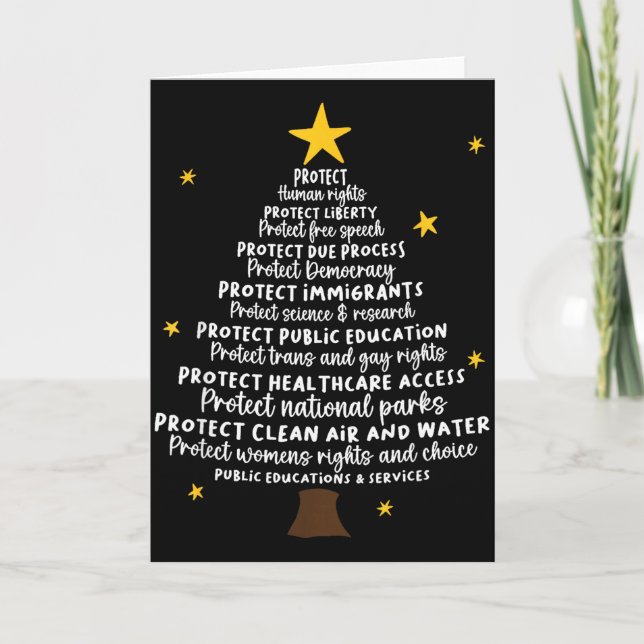 Protect Democracy Christmas Tree Subtle Anti Trump Kort (Framsida)