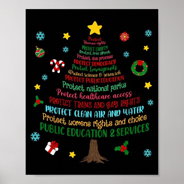 Protect Human Rights Democracy Christmas Tree Men  Poster (Framsidan)