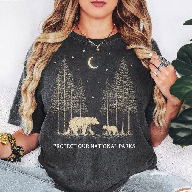 Protect Our National Parks Bear & Trees T Shirt (Skapare uppladdad)