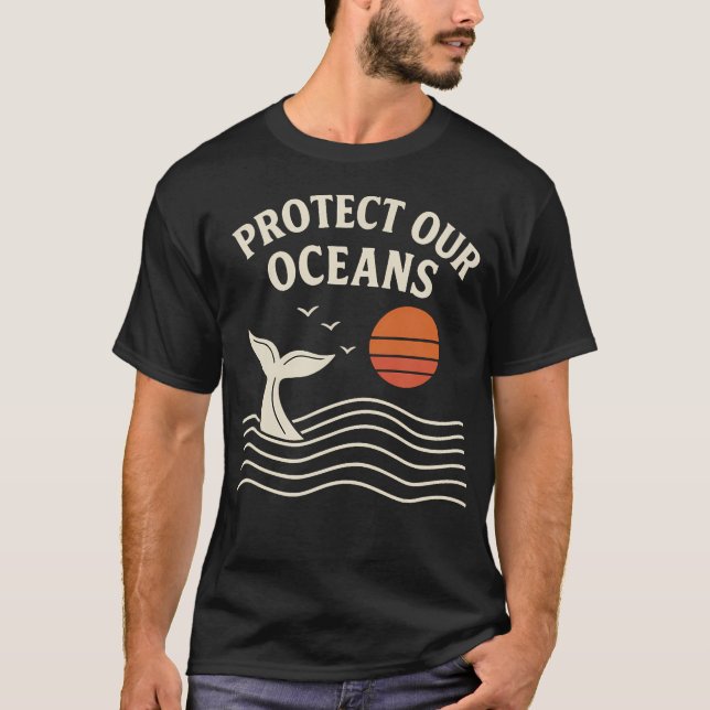 Protect Our Oceans Whale Tail Eco Friendly Conserv T Shirt (Framsida)