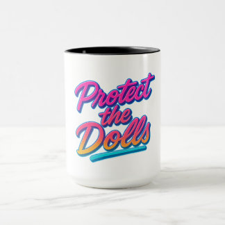 Protect the Dolls Neon Retro Art Mugg