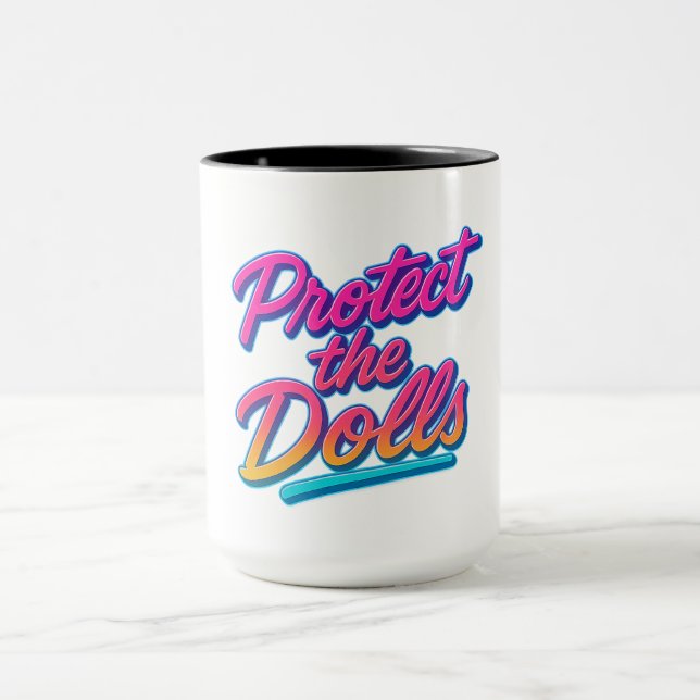 Protect the Dolls Neon Retro Art Mugg (Center)