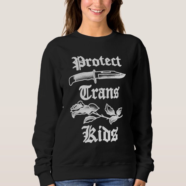 Protect Trans Kids Knife LGBTQ Rose Ally Trans Pri T Shirt (Framsida)