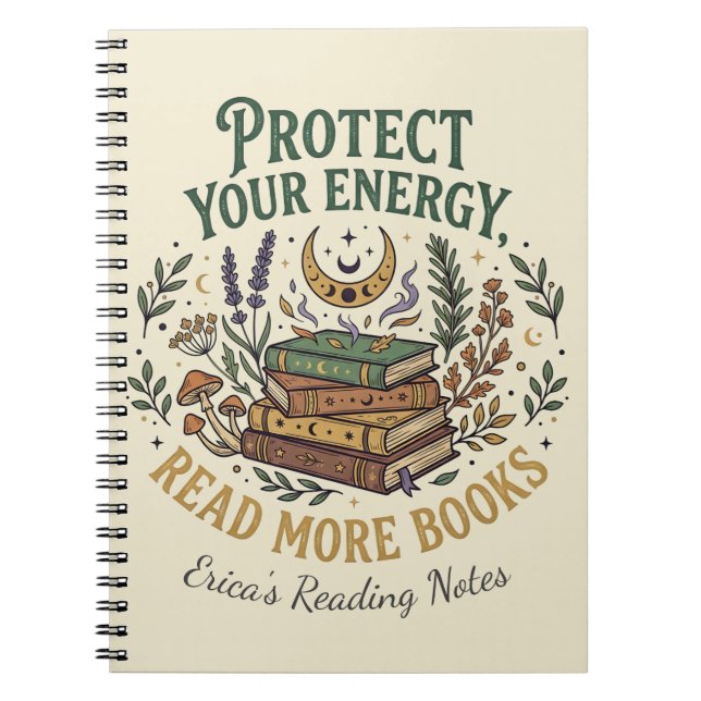 Protect Your Energy Read More Books Celestial Anteckningsbok (Framsidan)
