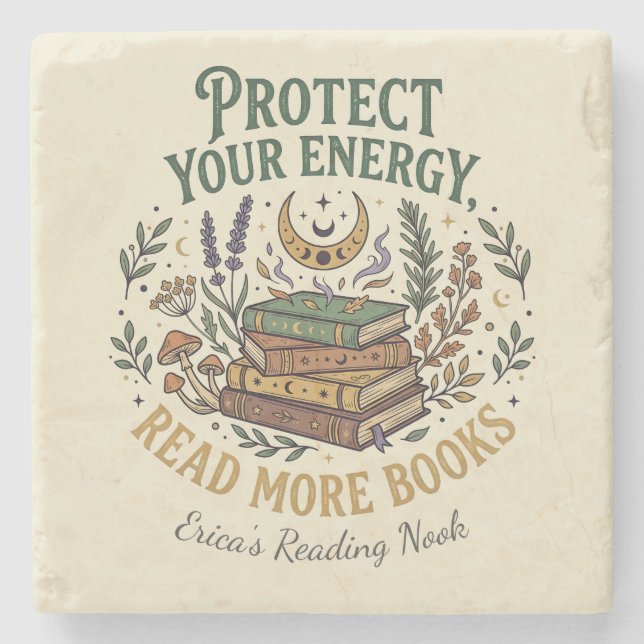 Protect Your Energy Read More Books Celestial Stenunderlägg (Framsidan)