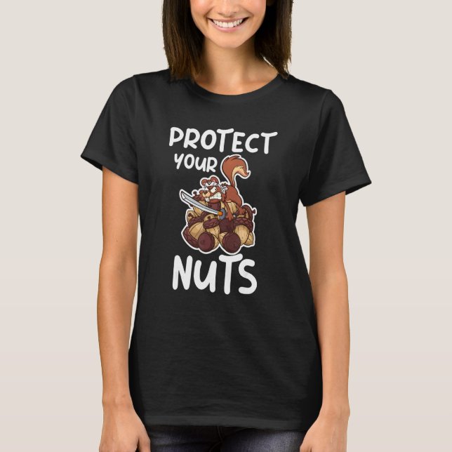 Protect Your Nuts  squirrel ninja T Shirt (Framsida)