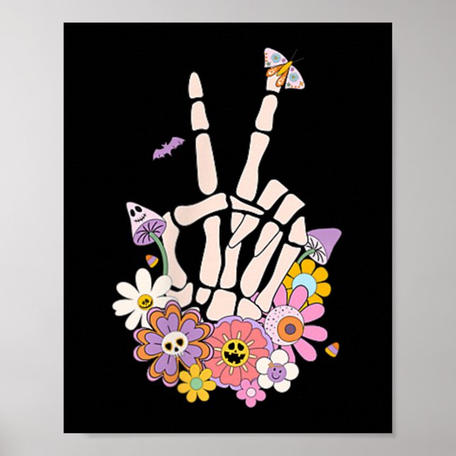 Protect Your Peace Flower Skull Skeleton Hand Ment Poster (Framsidan)