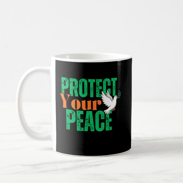 Protect Your Peace Inspirational Quote Coffee Kaffemugg (Vänster)