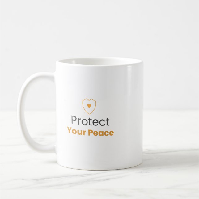 Protect Your Peace Minimal Quote Mug Kaffemugg (Vänster)
