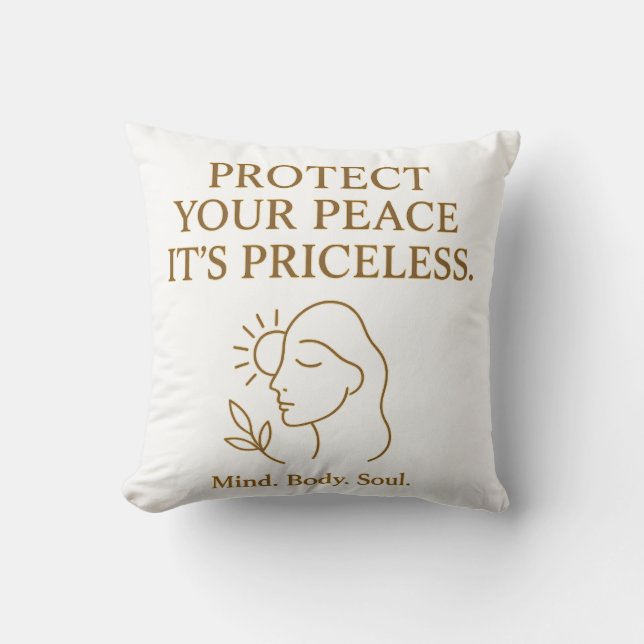Protect Your Peace — Minimalist Self-Care Quote Kudde (Framsida)