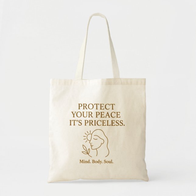 Protect Your Peace — Minimalist Self-Care Quote Tygkasse (Framsidan)