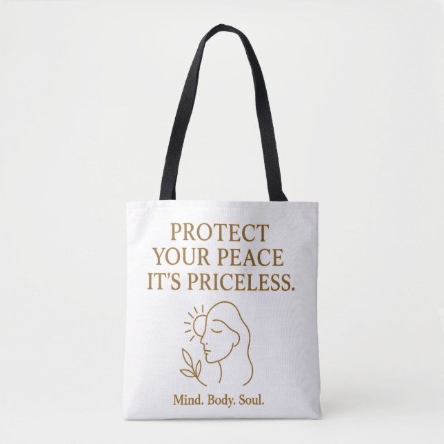 Protect Your Peace — Minimalist Self-Care Quote Tygkasse (Framsida)