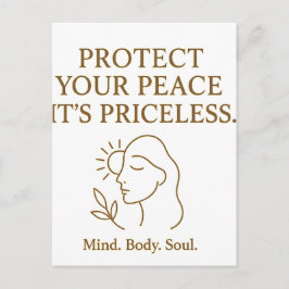 Protect Your Peace — Minimalist Self-Care Quote Vykort