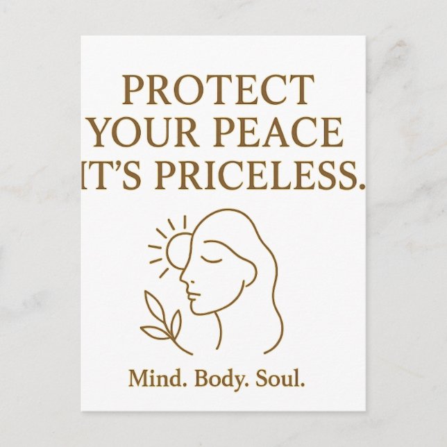 Protect Your Peace — Minimalist Self-Care Quote Vykort (Framsida)