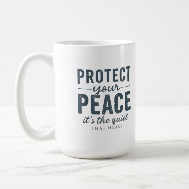 Protect Your Peace: Quiet Healing Typography Kaffemugg (Vänster)