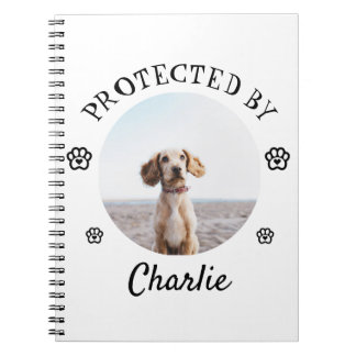 Protected By Dog Photo Paw Print Design Anteckningsbok