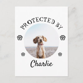 Protected By Dog Photo Paw Print Design Helg Vykort