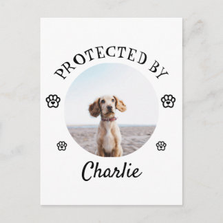 Protected By Dog Photo Paw Print Design Helg Vykort