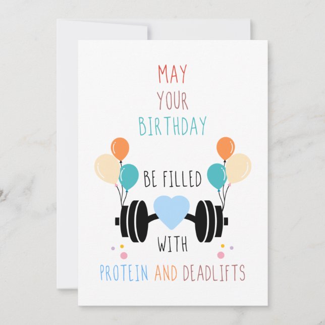 Protein and Deadlifts Happy Birthday Card  Julkort (Framsida)