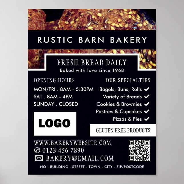 Protein Bread Rolls, Bakers, Bakery Store Advert Poster (Framsidan)