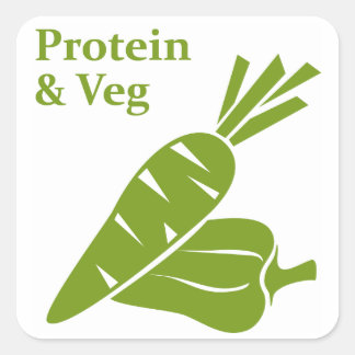 Protein och veg-dagsetikett fyrkantigt klistermärke