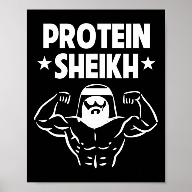 Protein Sheik Funny Arabiska Gym Fitness Älskare B Poster (Framsidan)