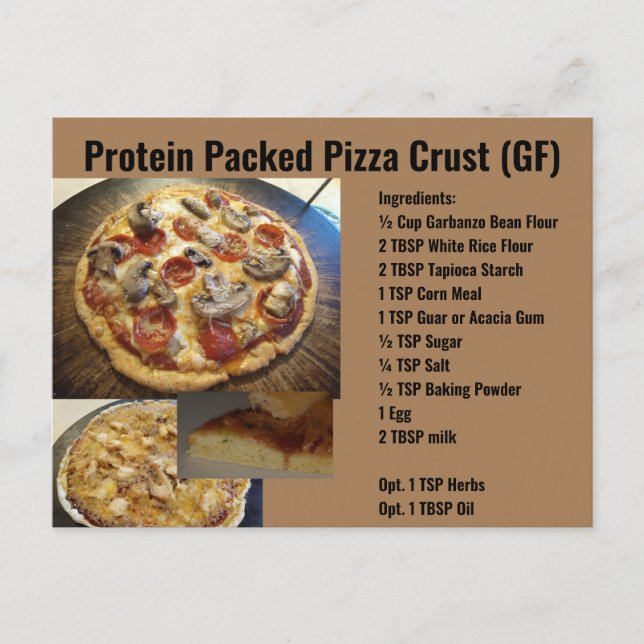 Proteinförpackat pizza Crust Recipe-vykort Vykort (Framsida)
