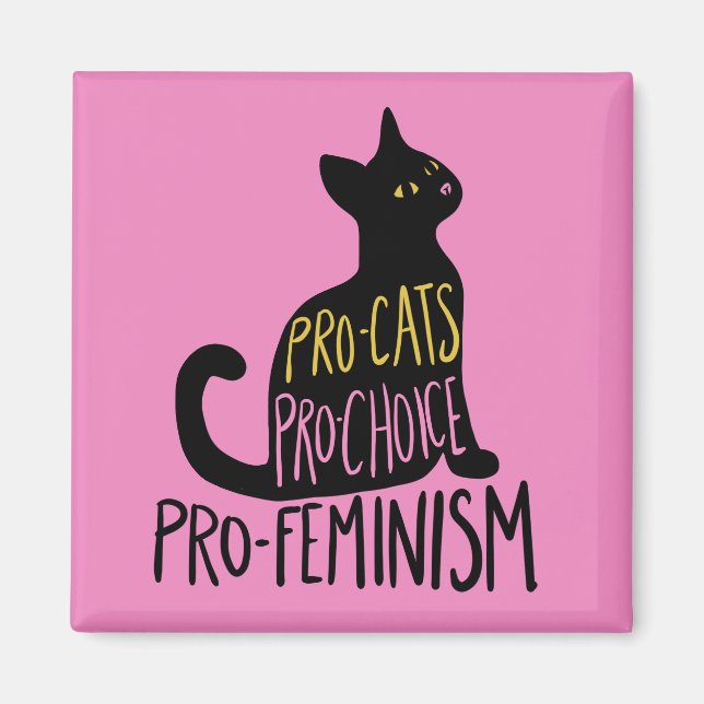 Protektionistiska profeministiska svarta katter magnet (Framsidan)