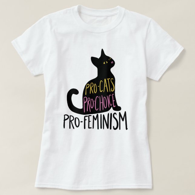 Protektionistiska profeministiska svarta katter t shirt (Design framsida)