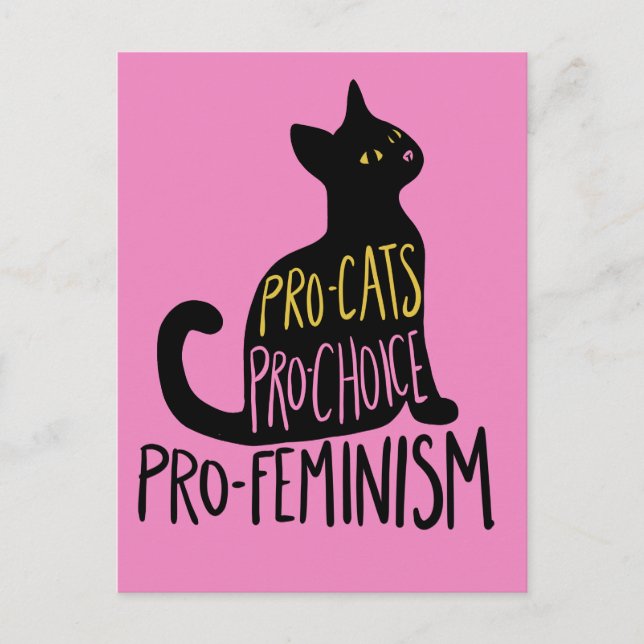 Protektionistiska profeministiska svarta katter vykort (Framsida)