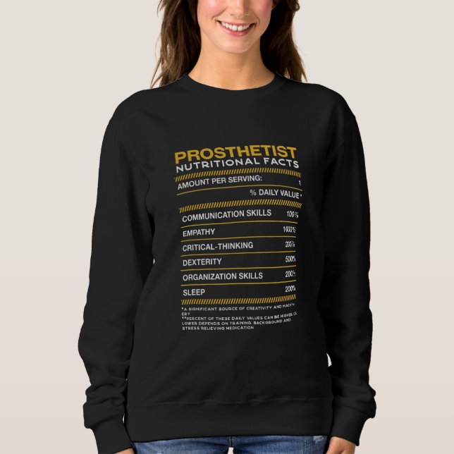 Protesetist Nutrition Facts Protestics Orthost T Shirt (Framsida)