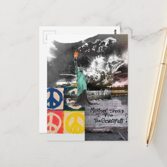 protest lady liberty mother should I trust collage Vykort (Fram/Back In Situ)