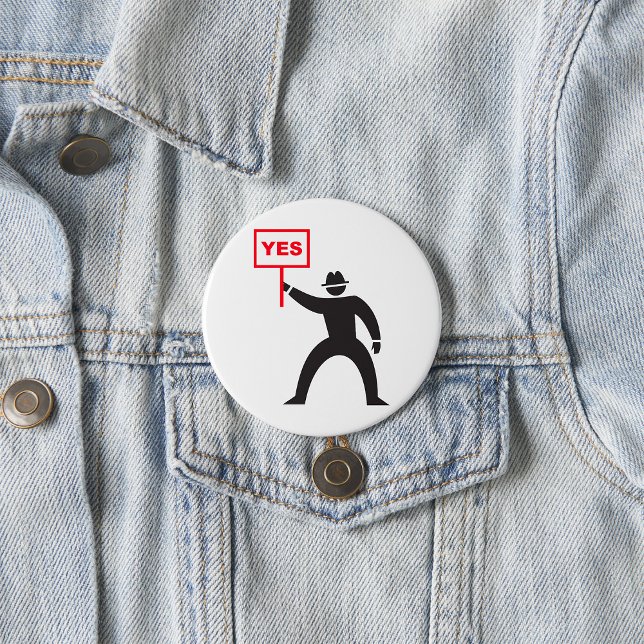 Protest med fet Ja-tecken, minimalistisk Stick fig Knapp (Skapare uppladdad)