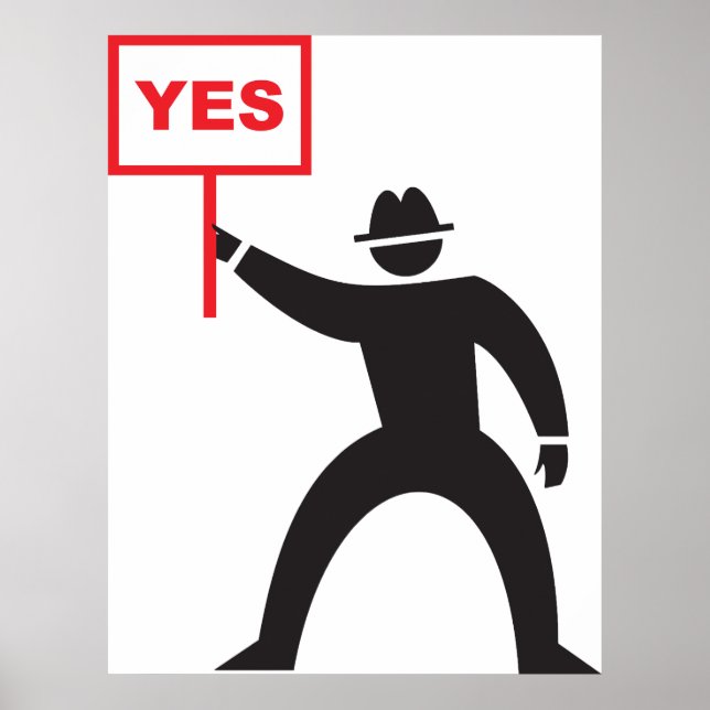 Protest med fet Ja-tecken, minimalistisk Stick fig Poster (Framsidan)